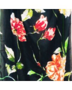 Shiffon Crepe Flor Parches Negro