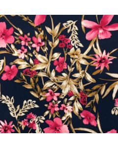 Shiffon Crepe Flores Azul Marino