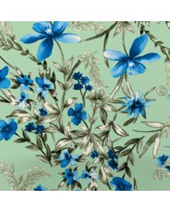 Shiffon Crepe Flores Verde Menta