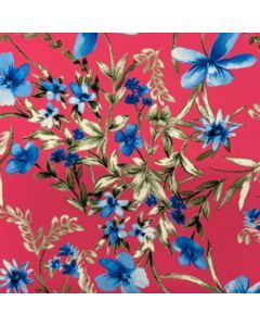 Shiffon Crepe Flores Rosa Fiusha