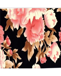 Shiffon Strech Estampado Flor Grande Negro