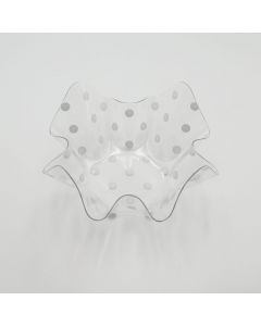 Recipiente de Plástico Blanco / Puntos 26 x 26 x 15.5 cm