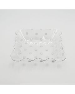 Recipiente de Plástico Blanco / Puntos 29.5 x 29.5 x 5.5 cm