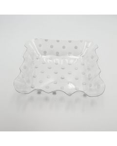 Recipiente de Plástico Blanco / Puntos 22.5 x 22.5 x 4.7 cm