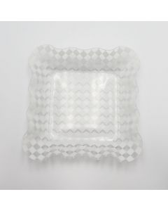 Recipiente de Plástico Blanco / Cuadricula 22.5 x 22.5 x 4.7 cm