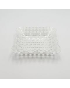 Recipiente de Plástico Blanco / Cuadricula 18 x 18 x 4 cm