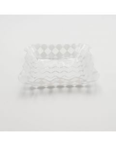 Recipiente de Plástico Blanco / Cuadricula 13.7 x 13.7 x 3 cm