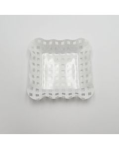 Recipiente de Plástico Blanco / Cuadros 13.7 x 13.7 x 3 cm