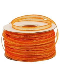 Listón de Organza con Orilla Metálica Naranja-Oro #1