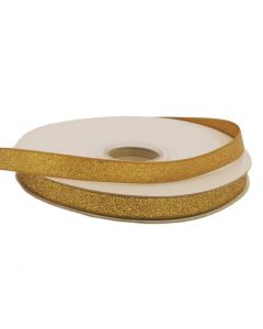 Listón Satinado Con Diamantina Oro 3/8"