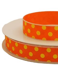 Tafeta Lunares Estampados Naranja-Amarillo