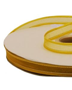 Listón de Organza con Orilla Metálica Amarillo Mango-Oro #1.5