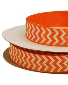 Listón Popotillo Estampado Chevron Naranja