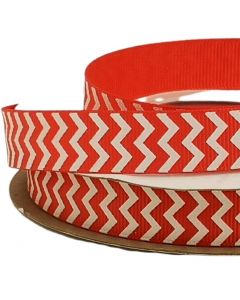 Listón Popotillo Estampado Chevron Rojo