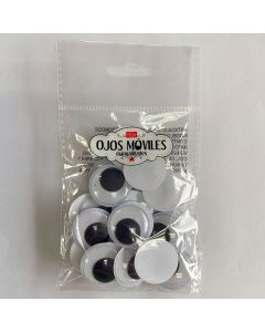 Ojos Movibles Blanco-Negro 28 mm Redondo