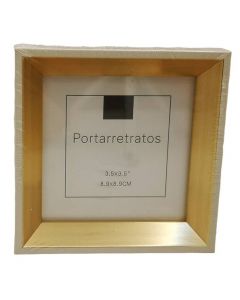 Portarretrato Decorativo Mini Blanco-Oro 8.9 x 8.9 cm Mod.F411520R757-3.5