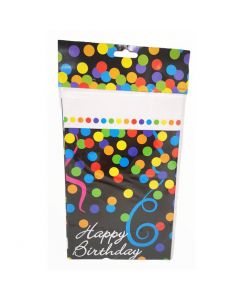 Mantel de Plástico Estampado Negro Happy Birthday