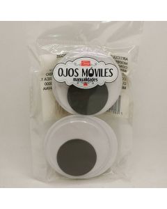 Ojos Movibles Blanco/Negro 60 mm