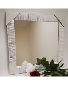 Espejo Decorativo Blanco Cuadrado con Textura