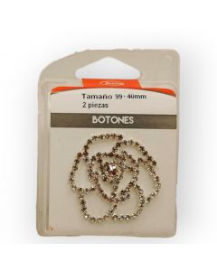 Botones en Cajita 40 mm Tipo Diamantes Plata Mod.3479982