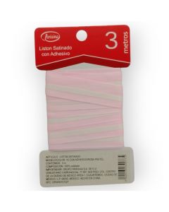 Listón Satinado con Adhesivo Rosa Pastel #5