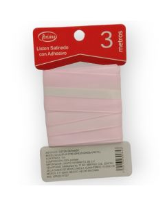 Listón Satinado con Adhesivo Rosa Pastel #9