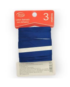 Listón Satinado con Adhesivo Azul Marino #9