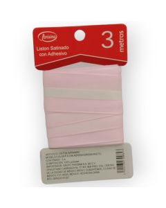 Listón Satinado con Adhesivo Rosa Pastel #12