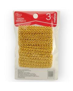 Galón Metálico de 3 m Oro Fl8776