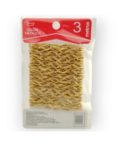 Galón Metálico de 3 m Oro Fl8799