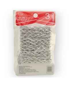 Galón Metálico de 3 m Plata Fl8799