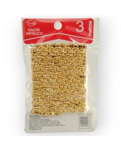 Galón Metálico de 3 m Oro Fl8810