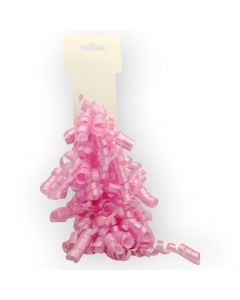 Moño para Regalo c/ adhesivo Liston Curly Rosa Pastel