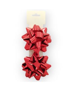 Moño para Regalo c/ adhesivo 4" Estrella Metálico Rojo