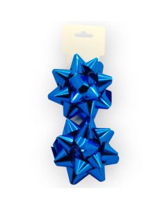 Moño para Regalo c/ adhesivo 4" Estrella Metálico Azul Rey