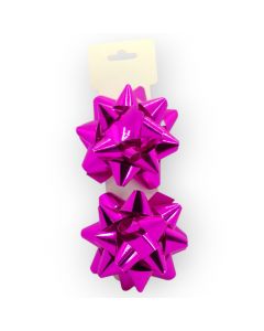 Moño para Regalo c/ adhesivo 4" Estrella Metálico Fiusha