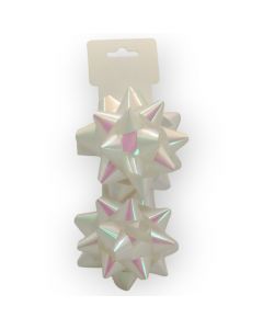 Moño para Regalo c/ adhesivo 4" Estrella Blanco Iridicente