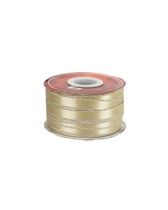 Listón Satinado Con Orilla Metálica Plata-Beige #3
