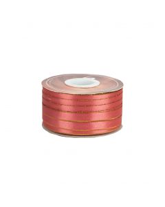 Listón Satinado Con Orilla Metálica Oro-Coral #3