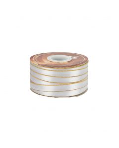Listón Satinado Con Orilla Metálica Oro-Blanco #3