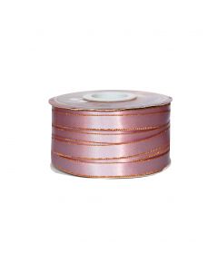 Listón Satinado Con Orilla Metálica Oro-Pétalo De Rosa #3