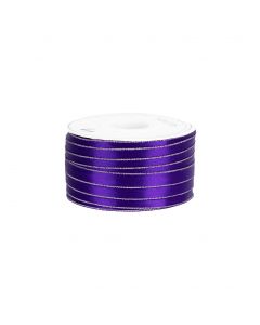 Listón Satinado Con Orilla Metálica Plata-Morado #1.5