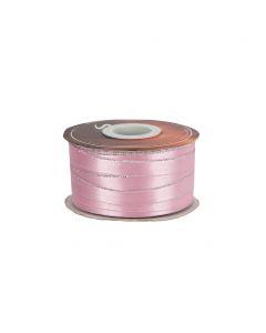 Listón Satinado Con Orilla Metálica Plata-Rosa #1.5
