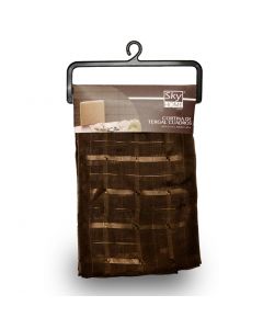 Cortina Tergal Cuadros Chocolate con Dobladillo 4 pzas