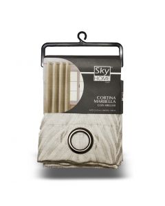 Cortina Marbella Geometrico Gris Plata con Arillos 2 pzas