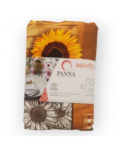 Mantel Decorativo Rectangular Tergal Estampado Beige Girasol Mediano