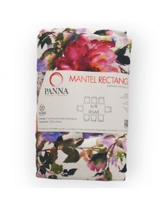 Mantel Decorativo Rectangular Tergal Estampado Blanco Flores Mediano