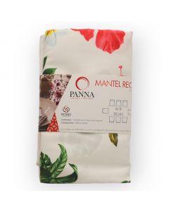 Mantel Decorativo Rectangular Tergal Estampado Blanco Flores Primavera
