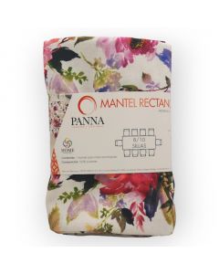Mantel Decorativo Rectangular Tergal Estampado Blanco Flores Grande