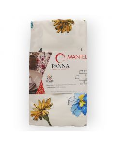 Mantel Decorativo Rectangular Tergal Estampado Gris Perla Flores Grande